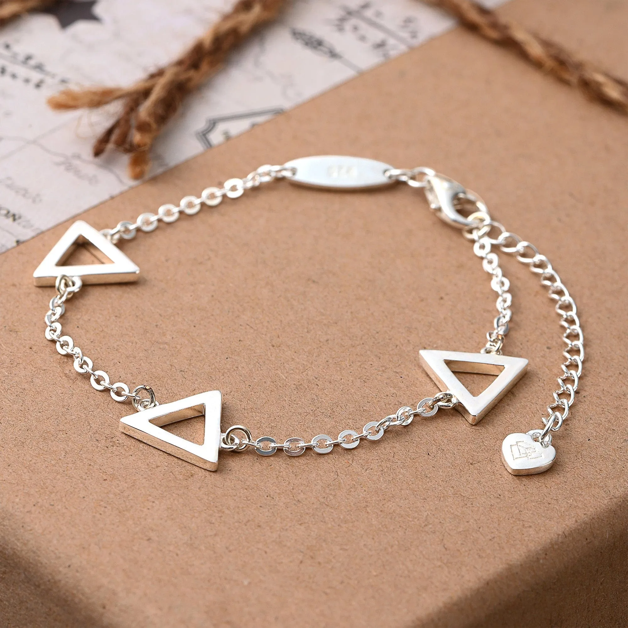 Geometric Triangle Sterling Silver Bracelet Chain