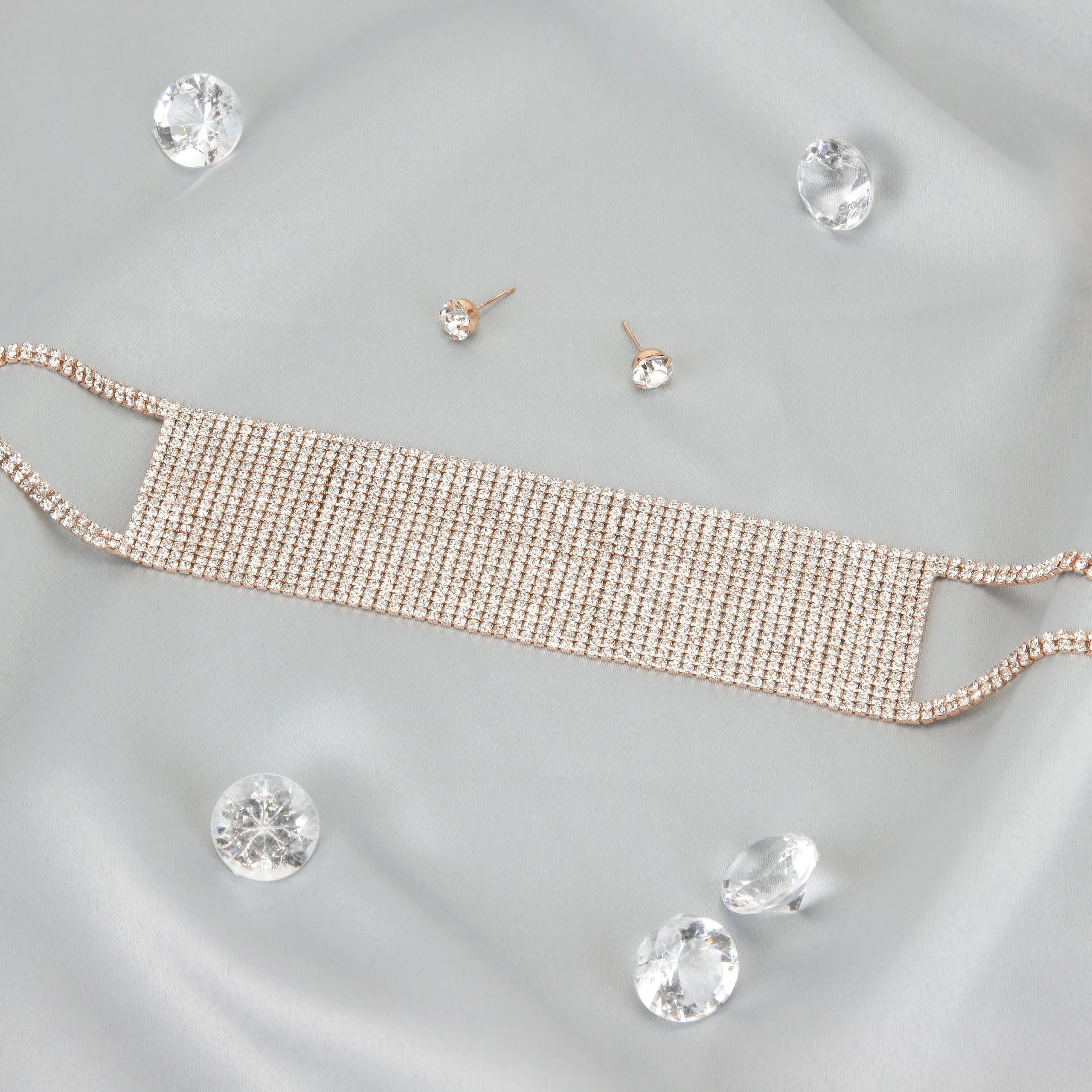 Glitz Rhinestone Choker & Earring Set