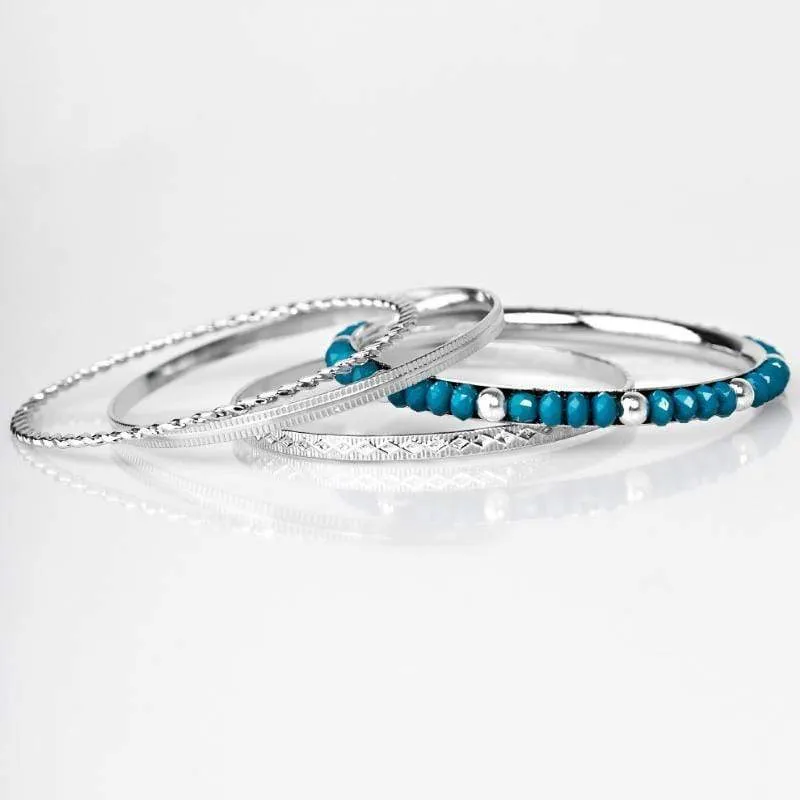 Glitzy Thinking Blue Set of Bangle Bracelets