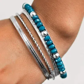 Glitzy Thinking Blue Set of Bangle Bracelets