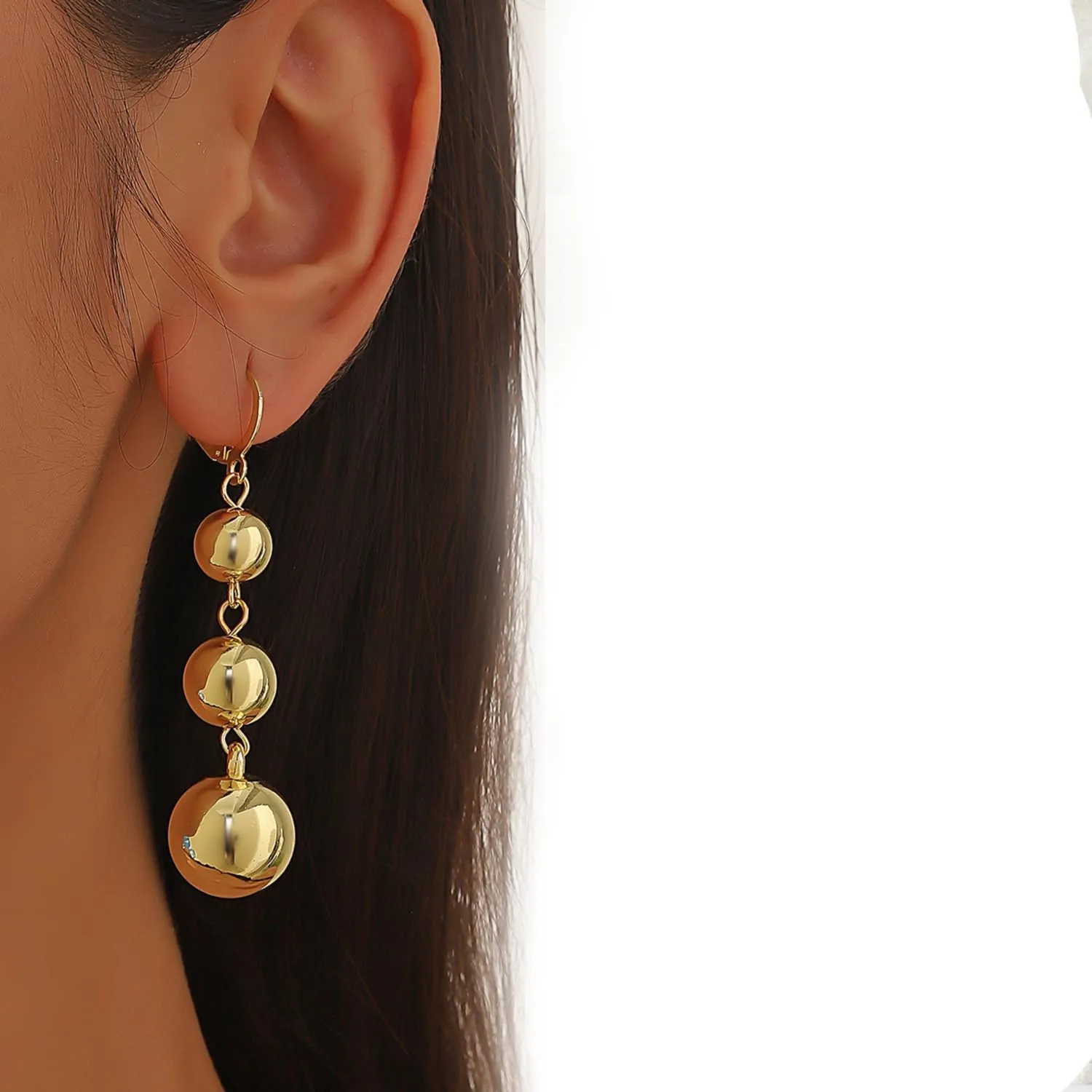 Gold Ball Drop Earrings - Long Tassel Dangle Beaded Cluster Chandelier Drop Chunky Party Trendy Women's Jewelry
