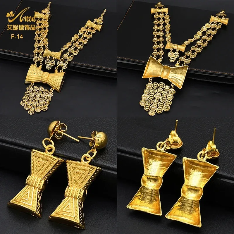 Elegant Gold-Plated Necklace and Earring Set for Women - 2-Piece Jewelry Collection