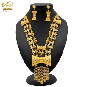 Elegant Gold-Plated Necklace and Earring Set for Women - 2-Piece Jewelry Collection