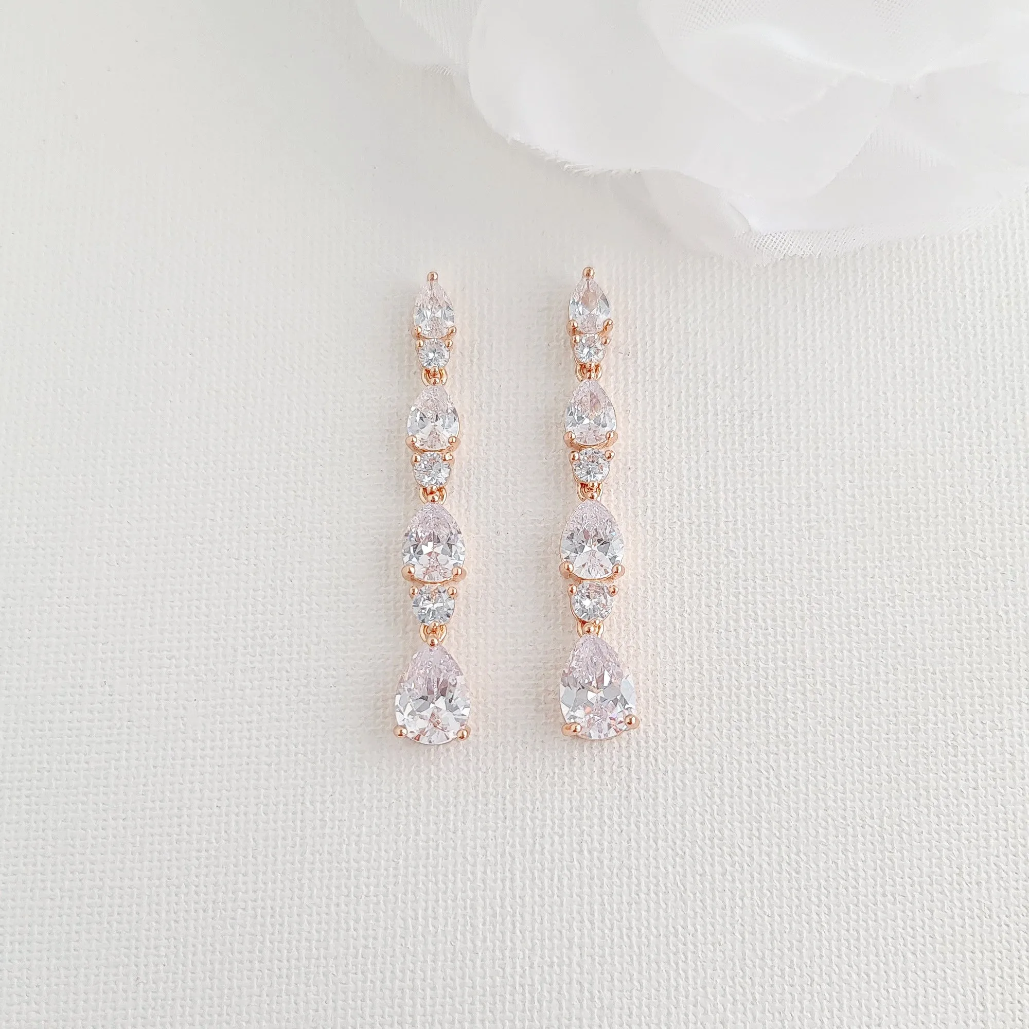 Gold Earrings for Wedding with Made of Small Teardrops-Hazel