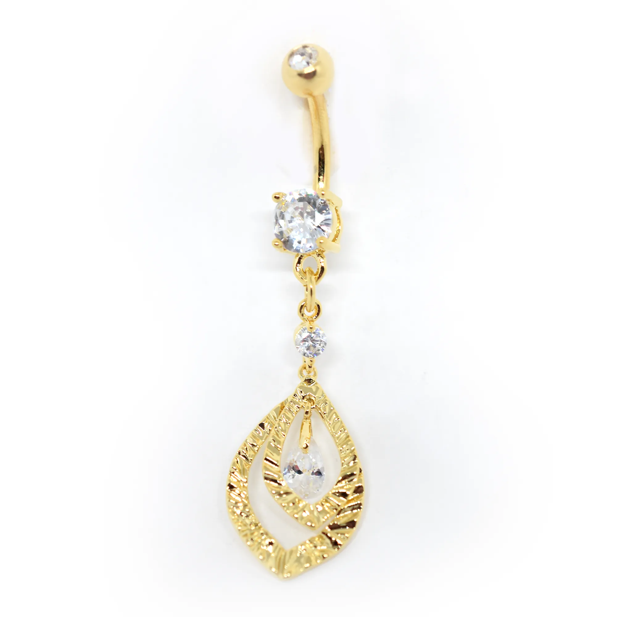 Gold Leaf Dangly Belly Ring