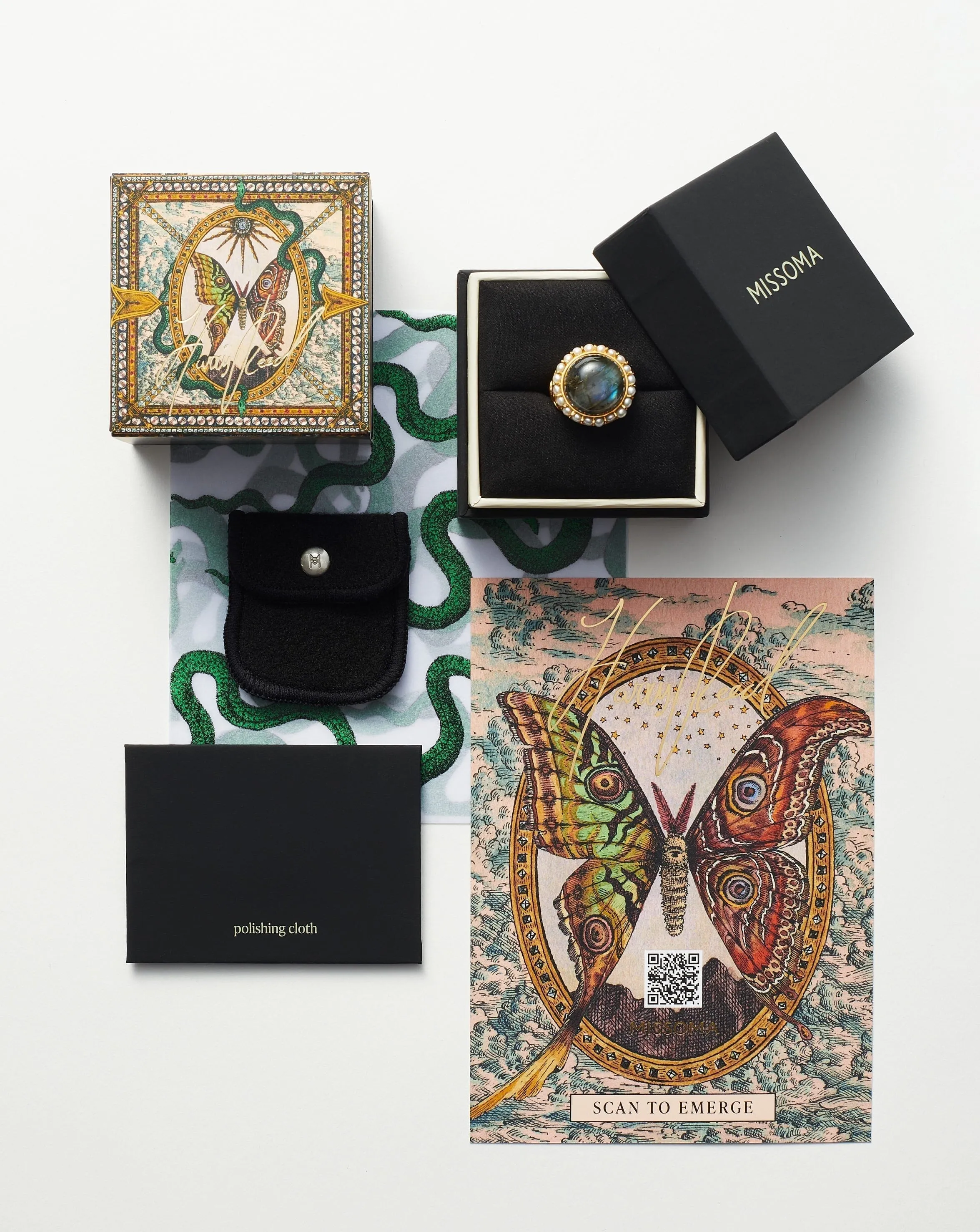 Harris Reed Openness Ring | 18ct Gold Plated Vermeil/Black Onyx