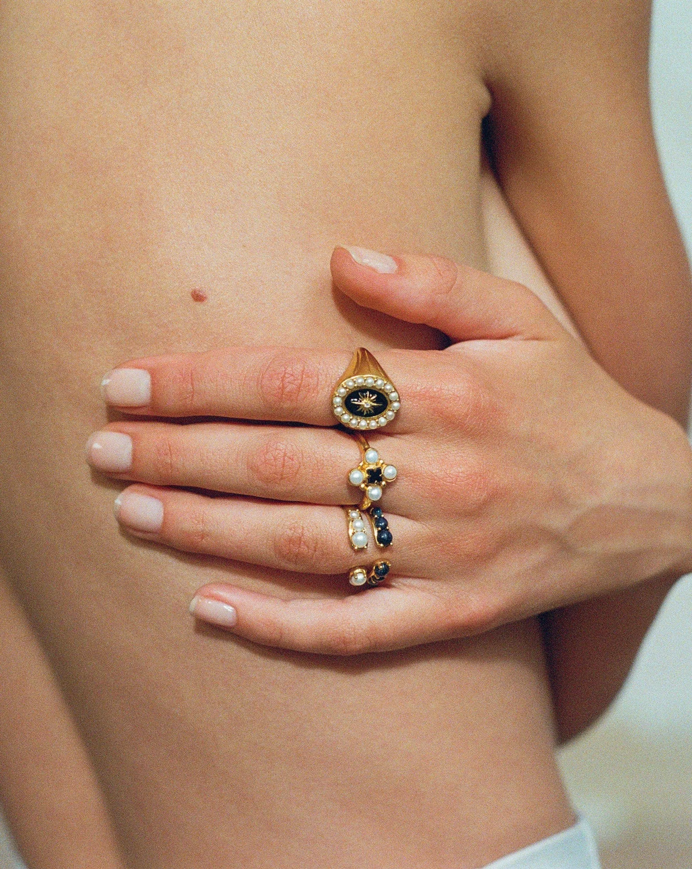 Harris Reed Openness Ring | 18ct Gold Plated Vermeil/Black Onyx