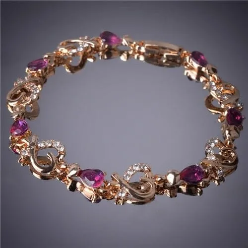 Heart Shaped Glamorous Amethyst Bracelet
