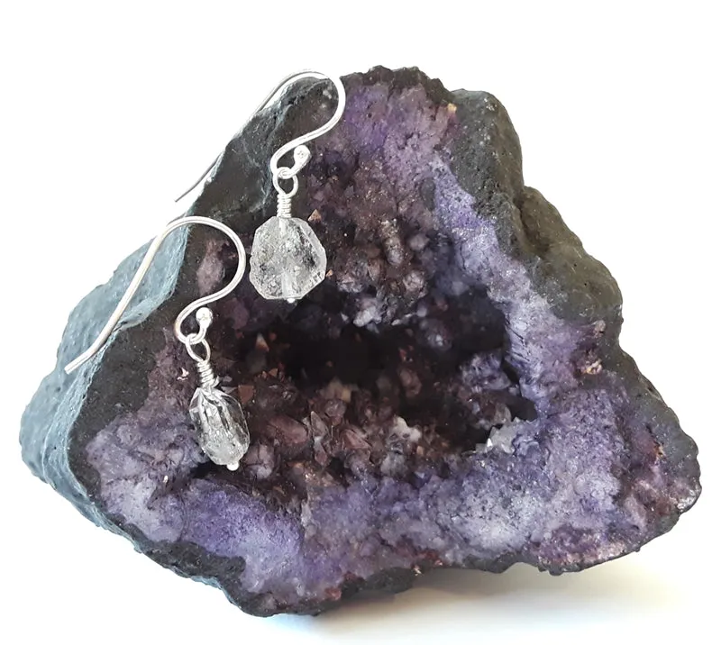 Herkimer Diamond Quartz Silver Earrings