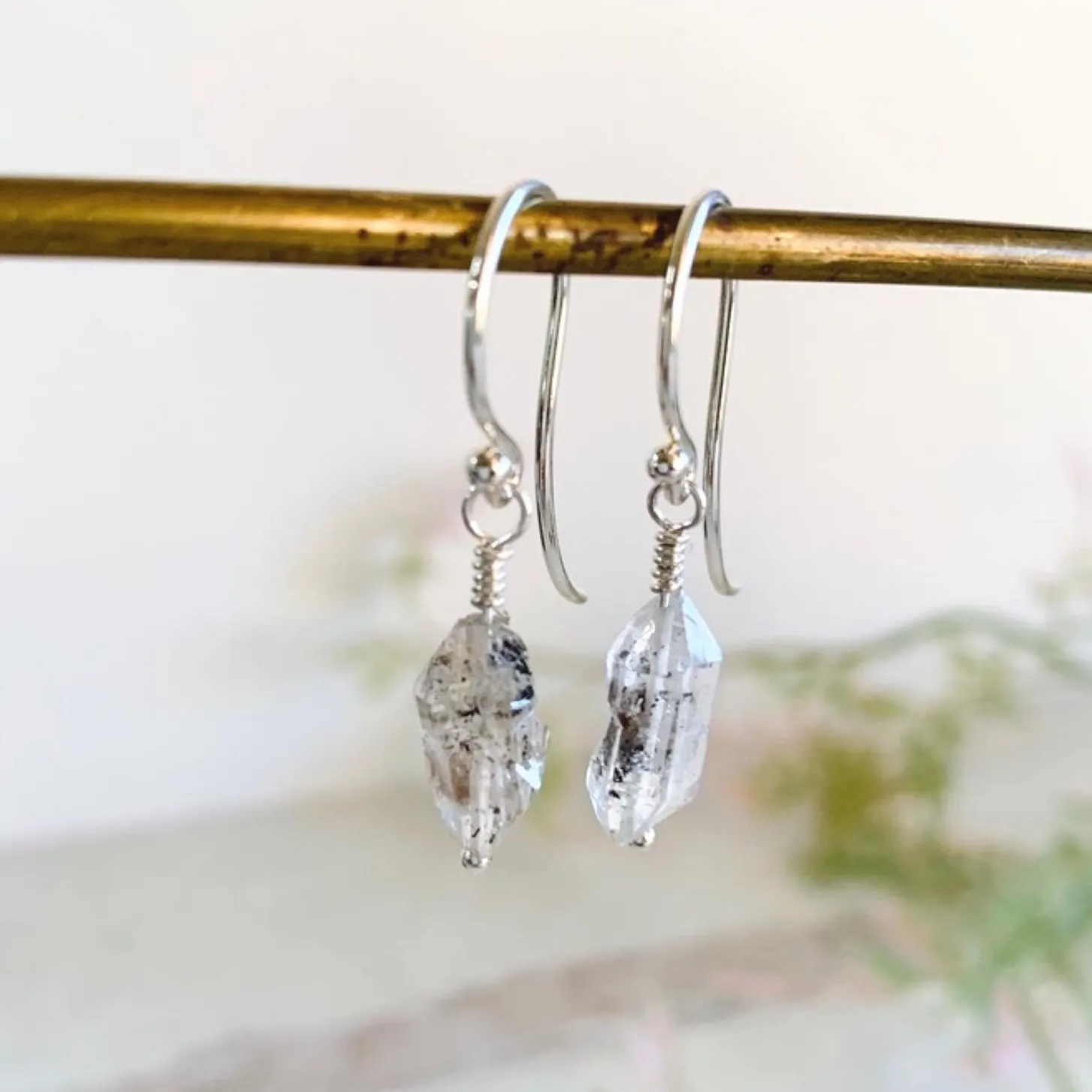 Herkimer Diamond Quartz Silver Earrings