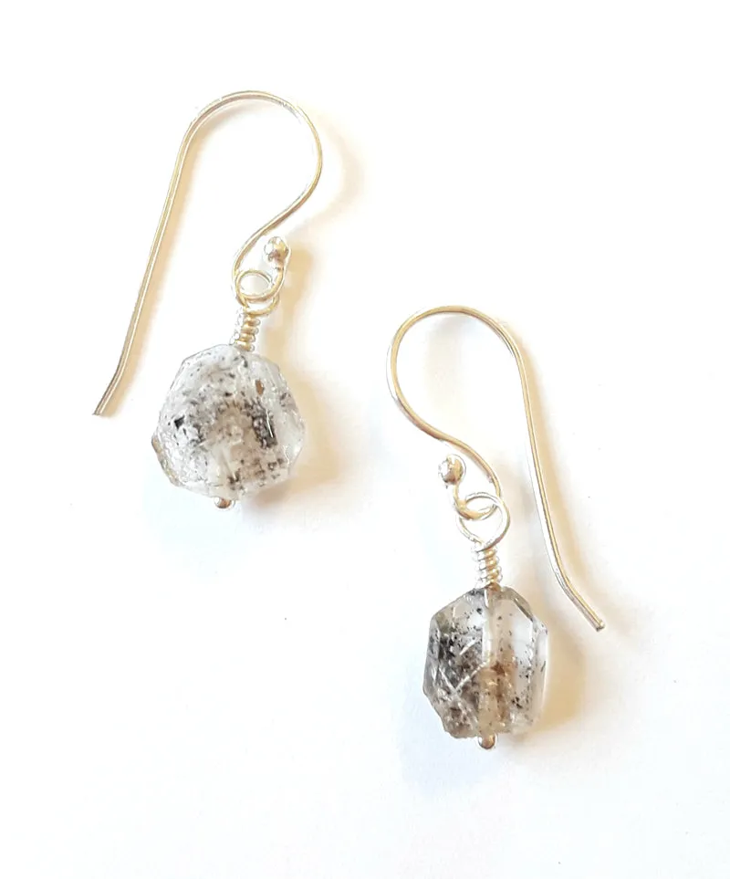 Herkimer Diamond Quartz Silver Earrings