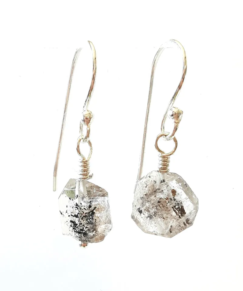 Herkimer Diamond Quartz Silver Earrings