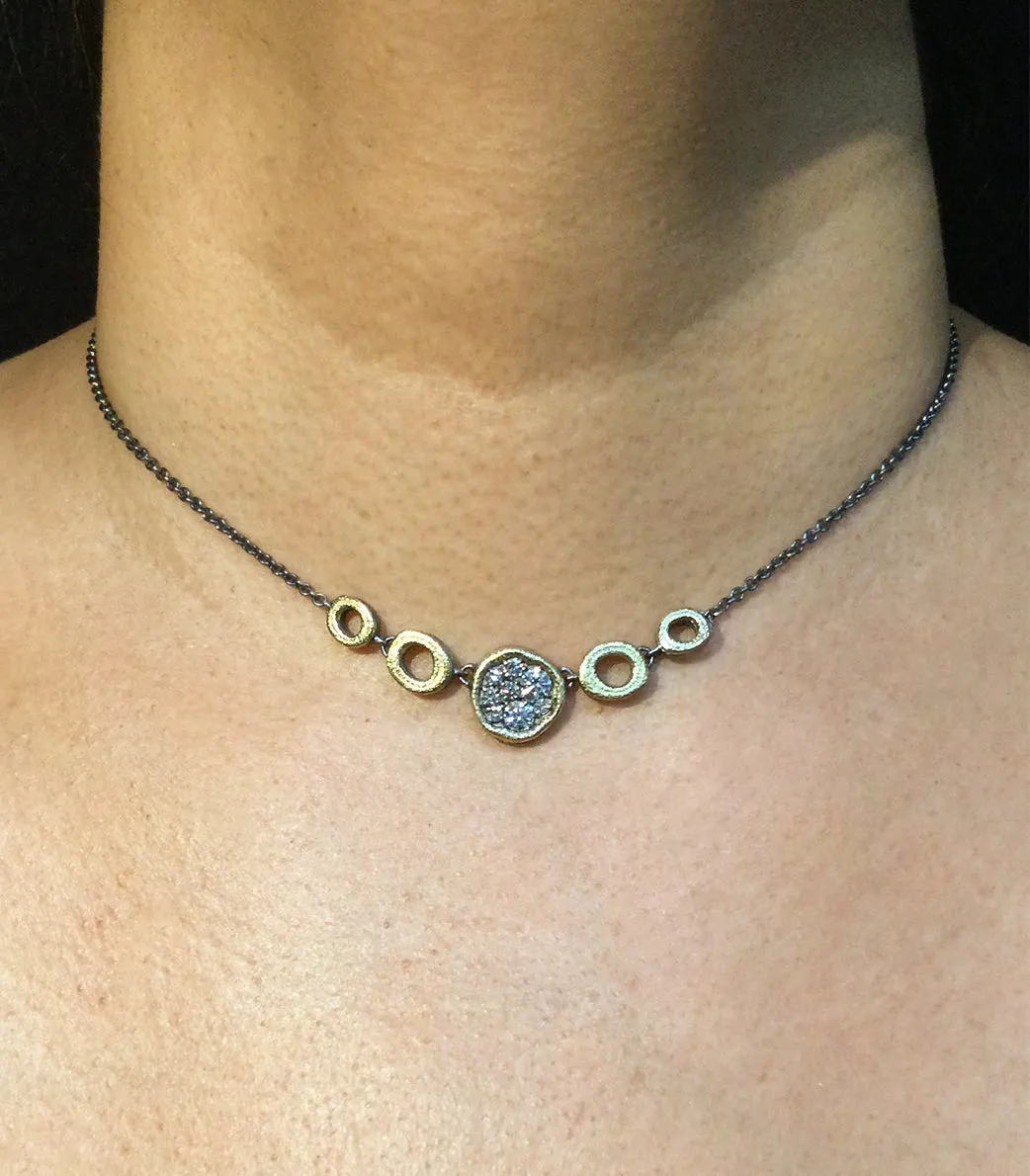 Irregular Round Dew Pond Diamond Pendant Necklace