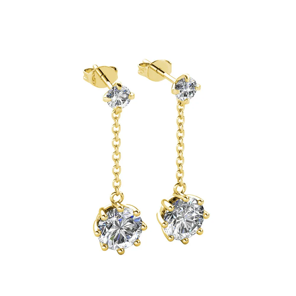 Jessie 18K White Gold Plated Dangle Stud Earrings with Crystals