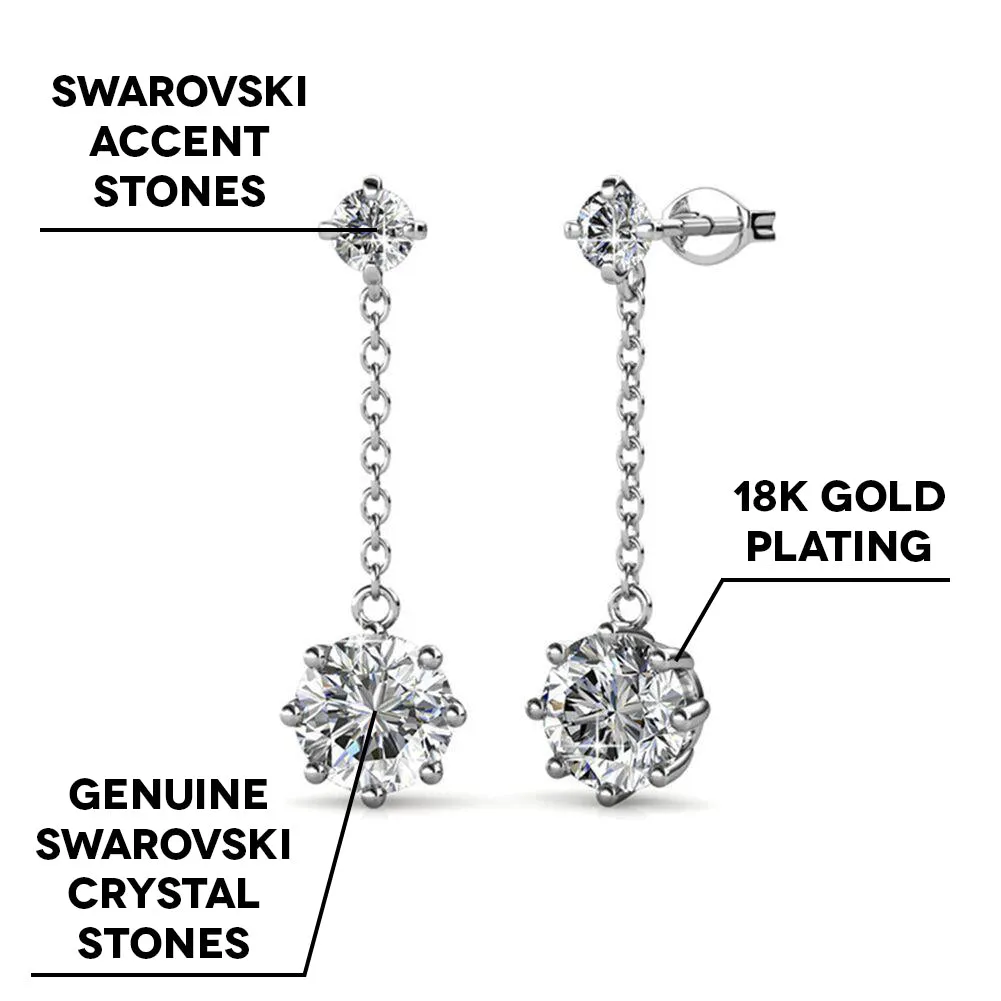 Jessie 18K White Gold Plated Dangle Stud Earrings with Crystals