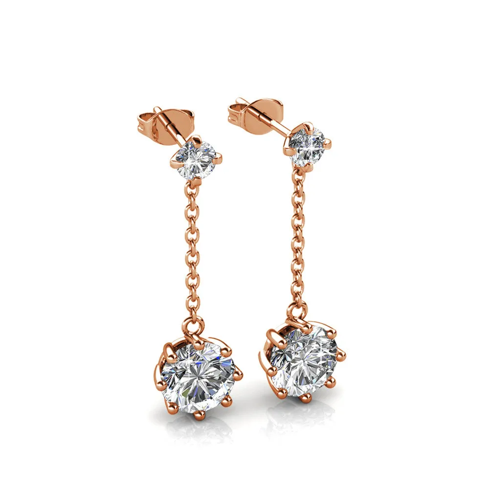 Jessie 18K White Gold Plated Dangle Stud Earrings with Crystals