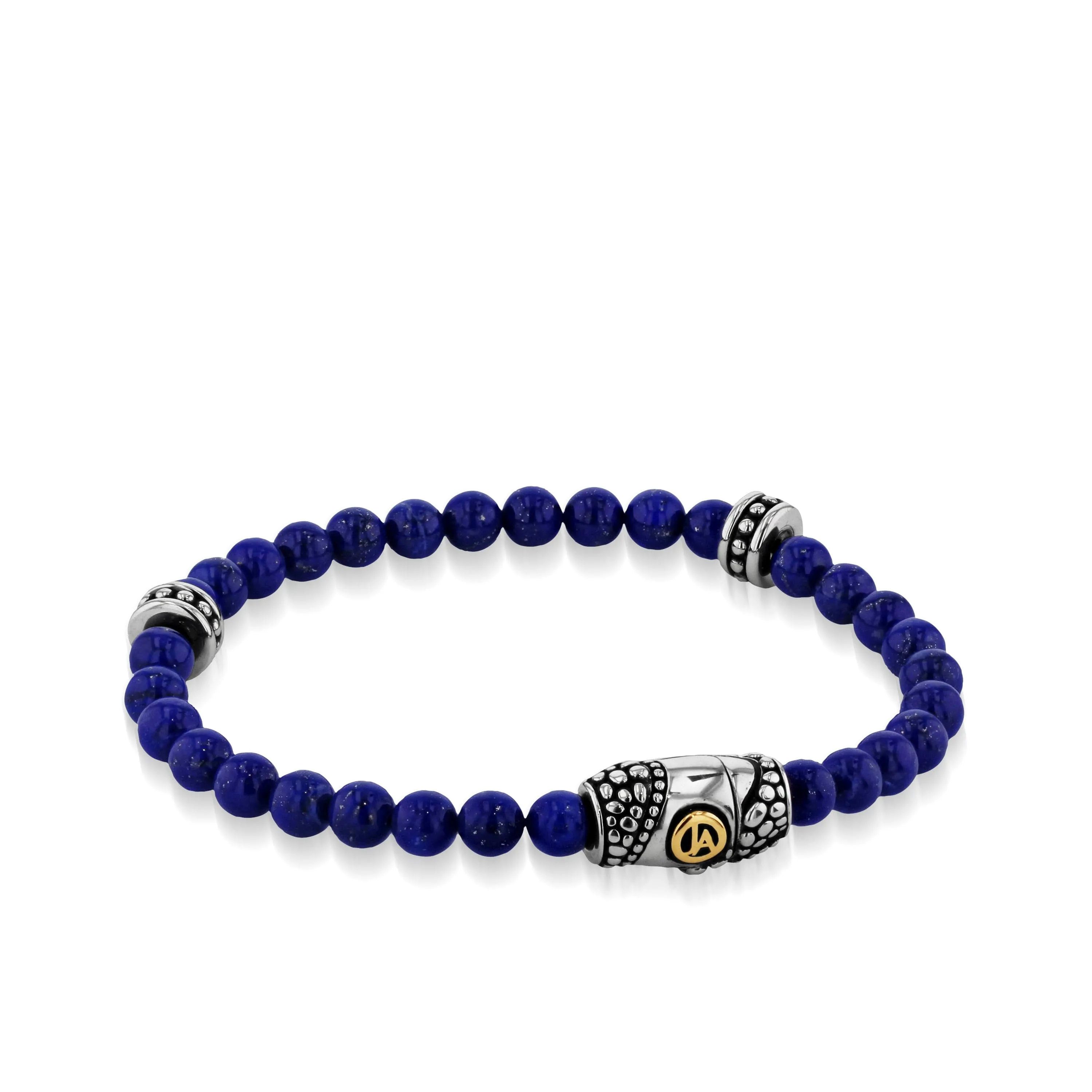 John Atencio men's Matrix 6mm lapis bead bracelet with sterling silver accents