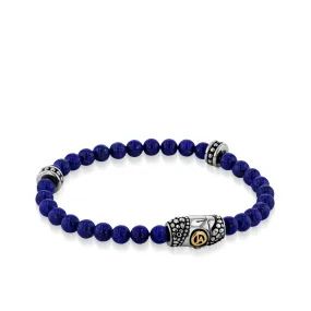 John Atencio men's Matrix 6mm lapis bead bracelet with sterling silver accents