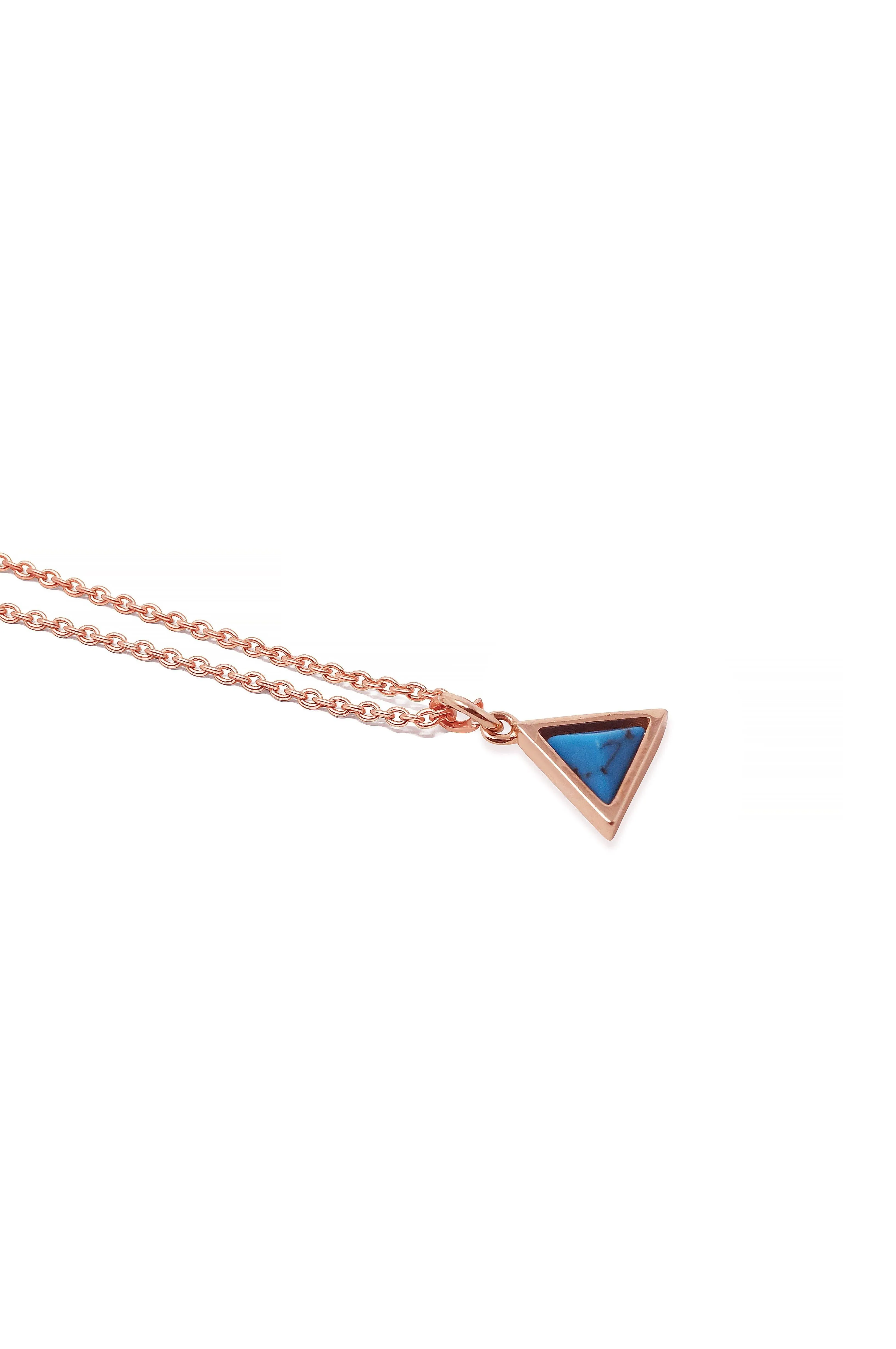 Just-Tri-It Lapiz Rose Gold Plated Pendant Sterling Silver Necklace