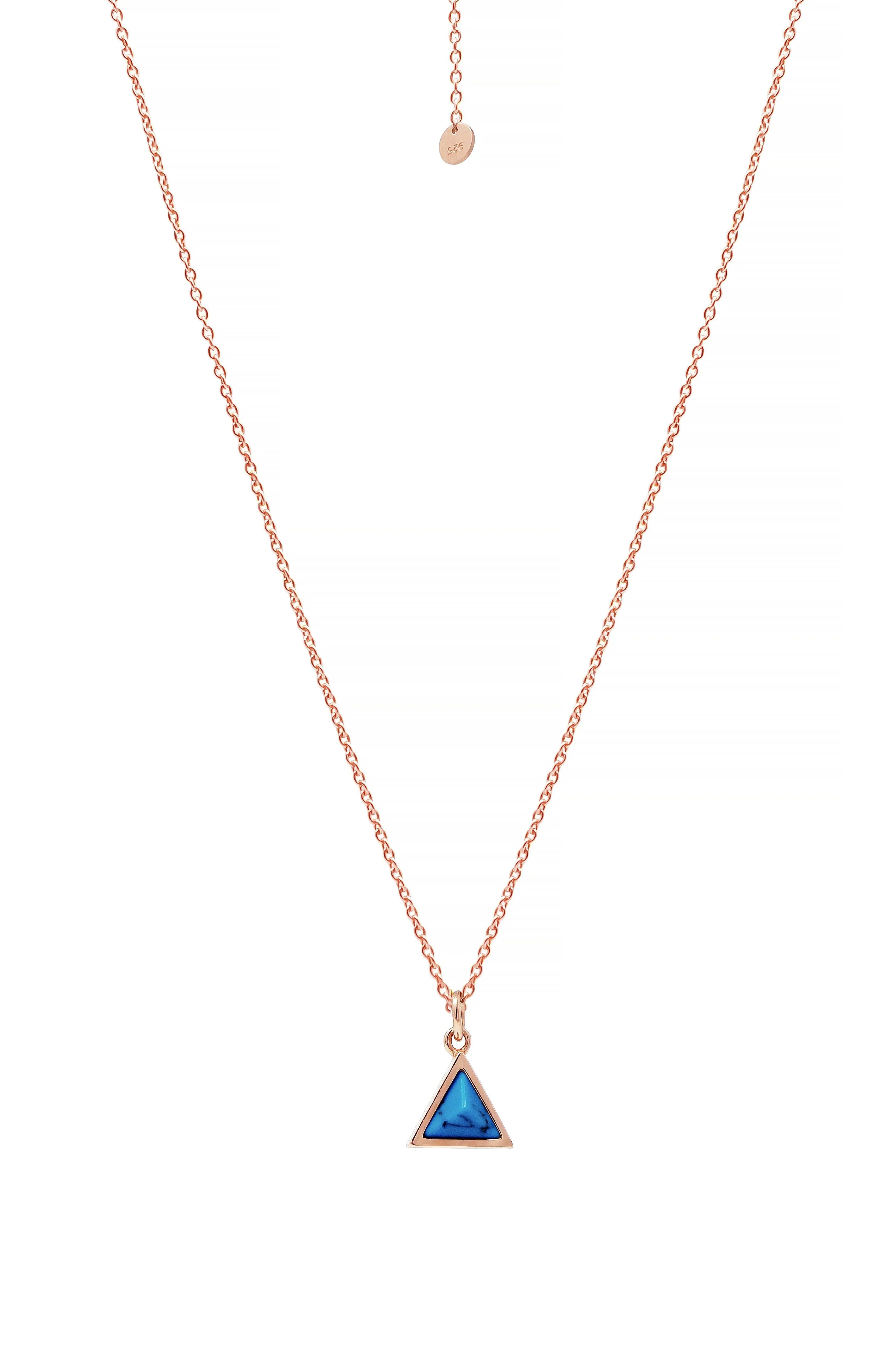Just-Tri-It Lapiz Rose Gold Plated Pendant Sterling Silver Necklace