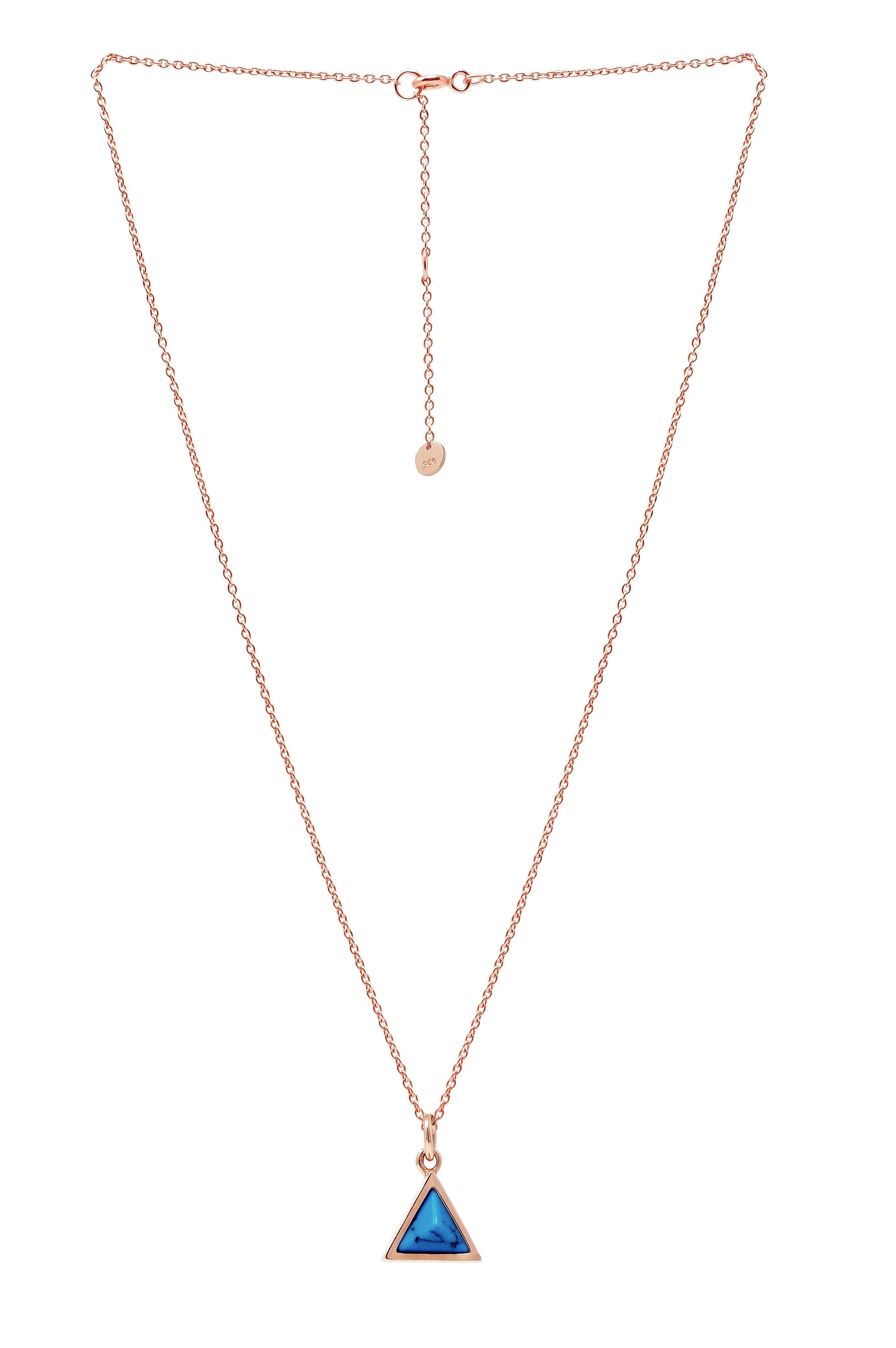 Just-Tri-It Lapiz Rose Gold Plated Pendant Sterling Silver Necklace
