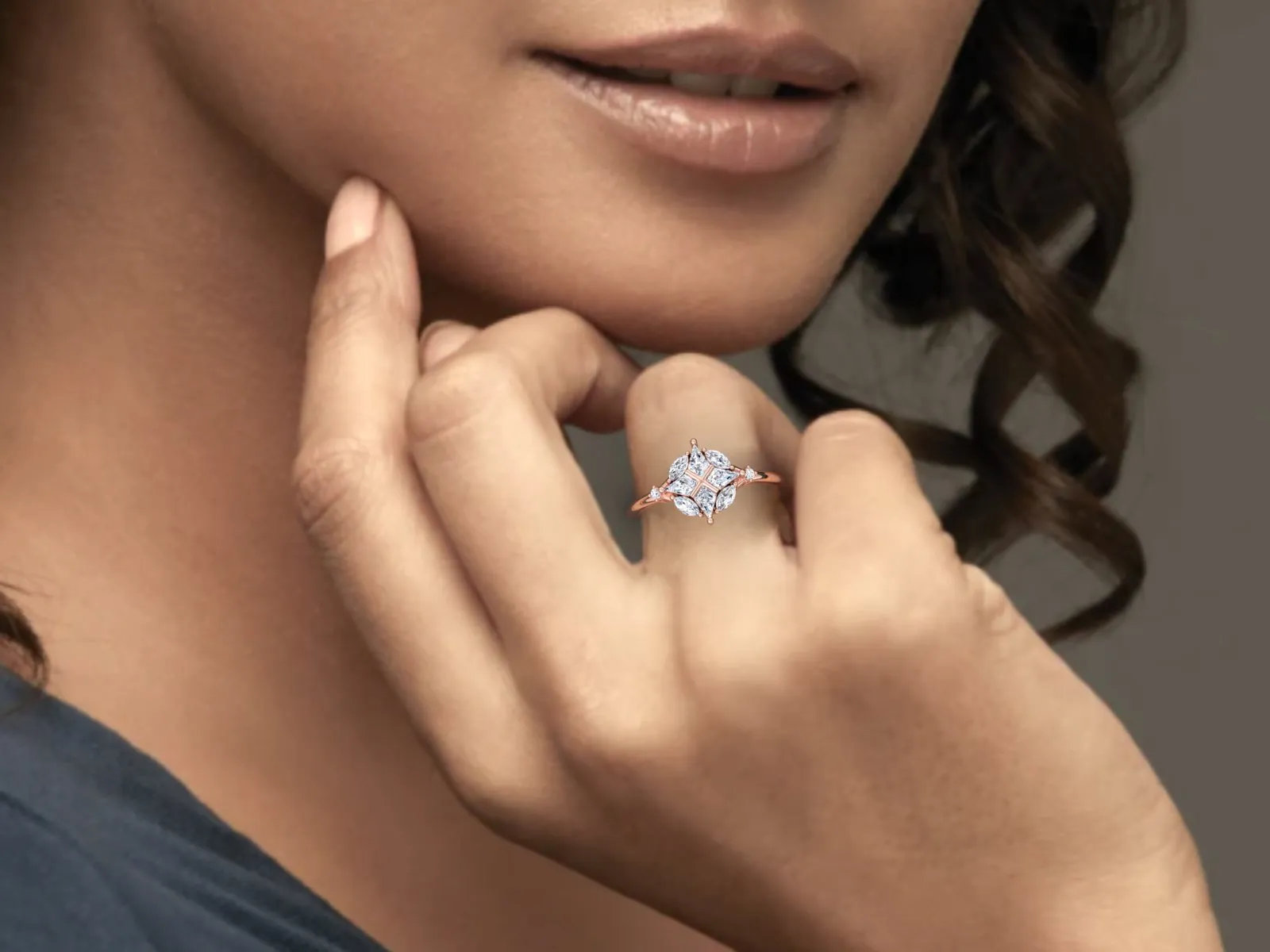 Kite Cut Lab Grown Diamond Ring,14K Gold Conflict Free Diamond Engagement Ring