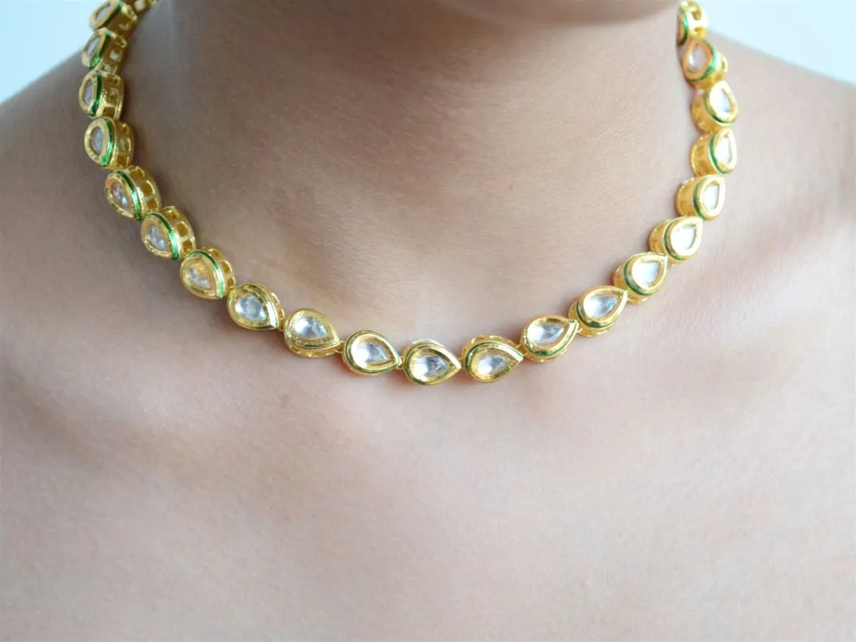 Kundan Choker Necklace Earrings Maang tikka Set for Indian Wedding, Rajasthani Jaipur Jewelry