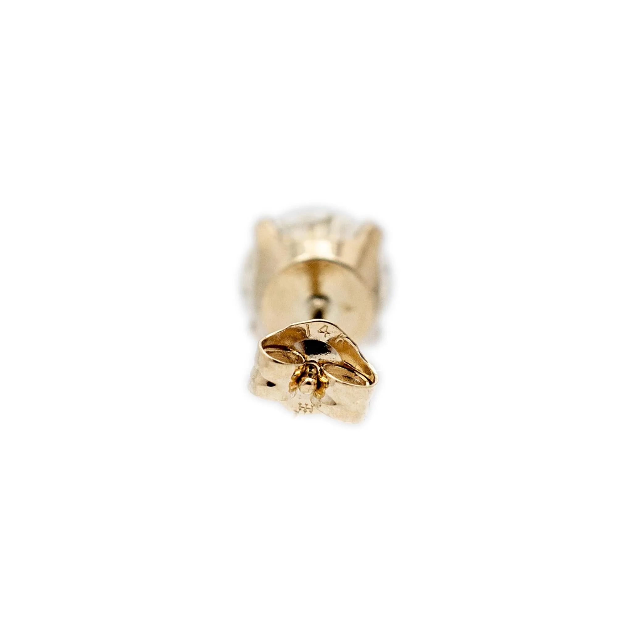 Ladies 14K Yellow Gold 1.80CT Diamond Push Back Stud Earrings