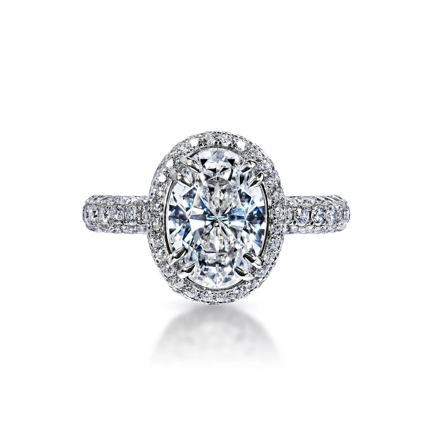 LAZ 3 Carat G* VS2 Oval Cut Lab Grown Diamond Engagement Ring Halo IGI Certified