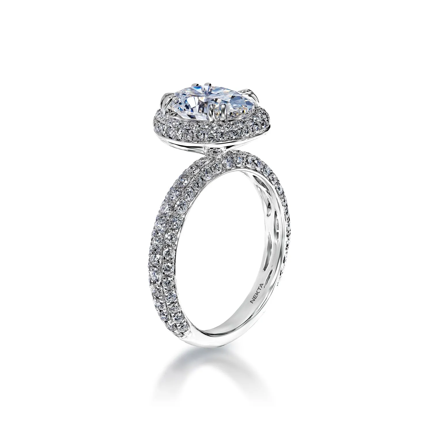 LAZ 3 Carat G* VS2 Oval Cut Lab Grown Diamond Engagement Ring Halo IGI Certified
