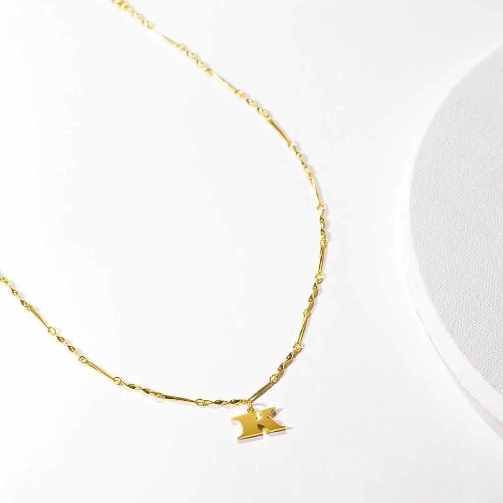 Letter Necklace (K) - Gold