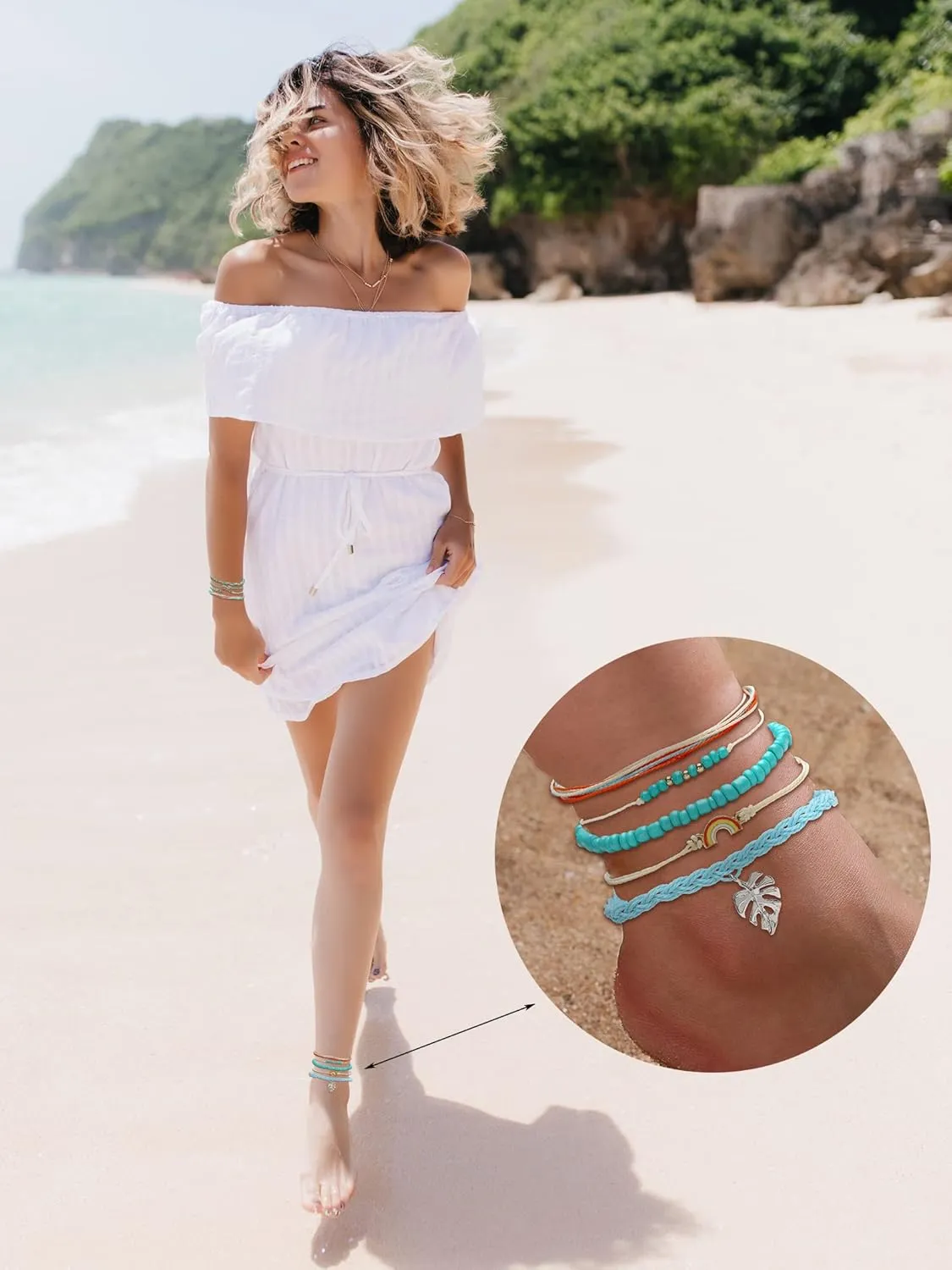 Long tiantian Cute String Bracelets for Women Trendy Summer Stuff Boho Friendship Bracelets Waterproof 4ocean Bracelets Outfits Adjustable Wave Surfer Beach Bracelets Stocking Stuffers