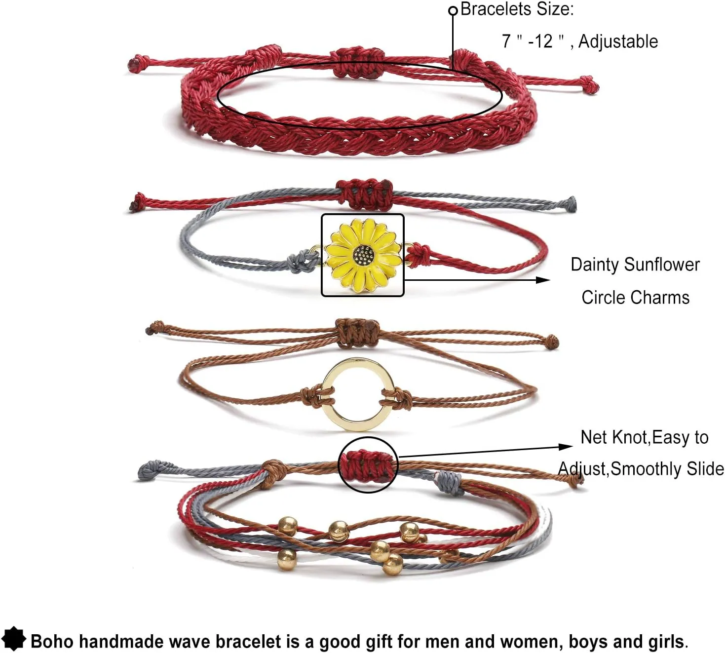 Long tiantian Cute String Bracelets for Women Trendy Summer Stuff Boho Friendship Bracelets Waterproof 4ocean Bracelets Outfits Adjustable Wave Surfer Beach Bracelets Stocking Stuffers