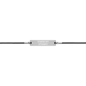 Make An Impact Engraved Silver Bar String Bracelet