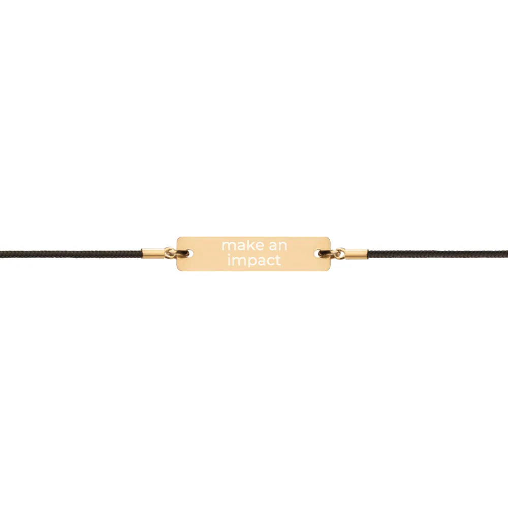Make An Impact Engraved Silver Bar String Bracelet