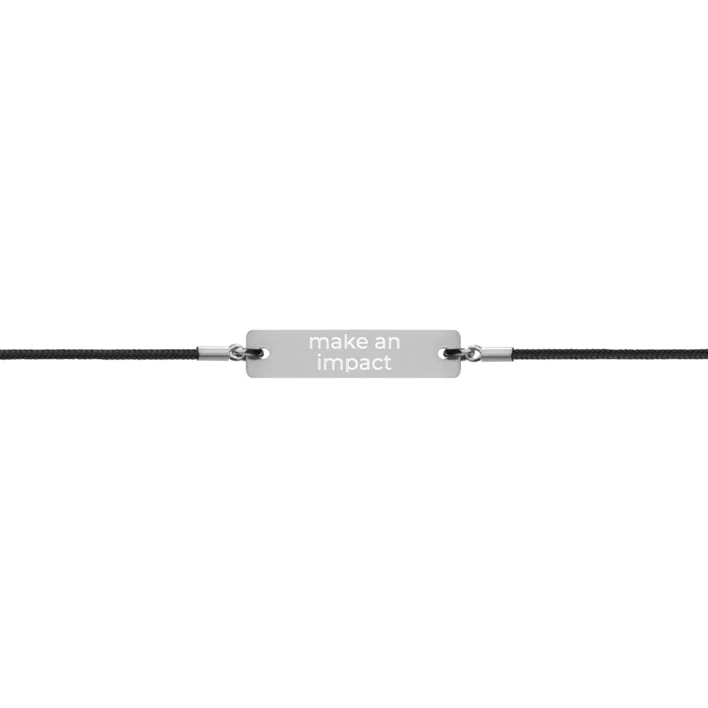 Make An Impact Engraved Silver Bar String Bracelet