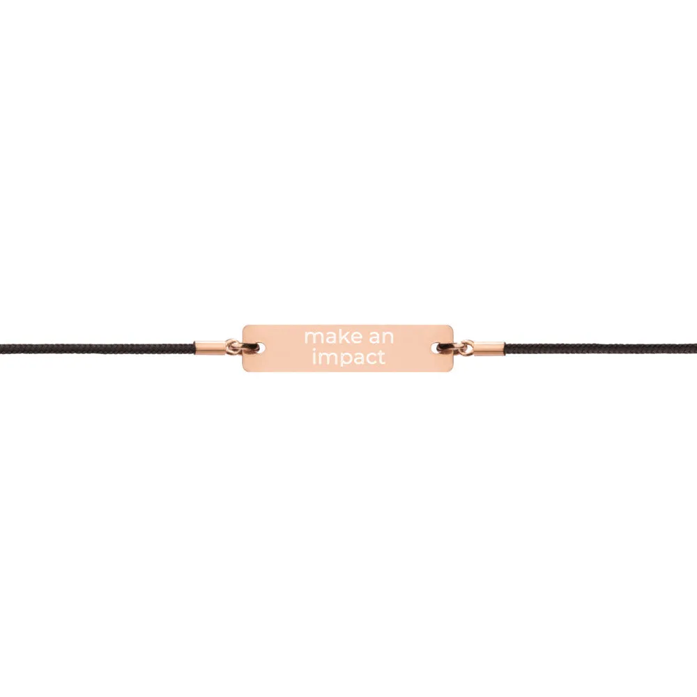 Make An Impact Engraved Silver Bar String Bracelet