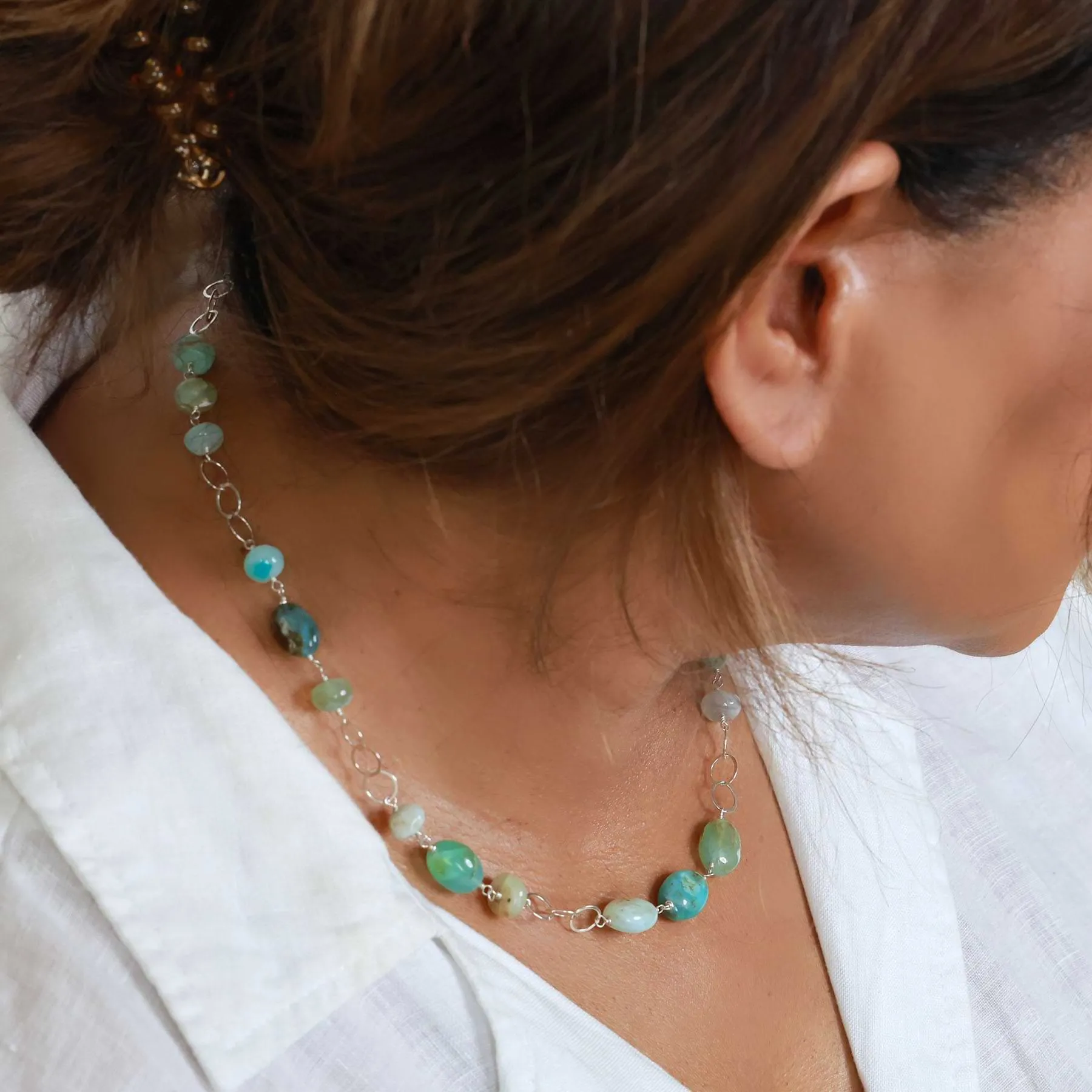 Martinique - Peruvian Opal Sterling Silver Necklace