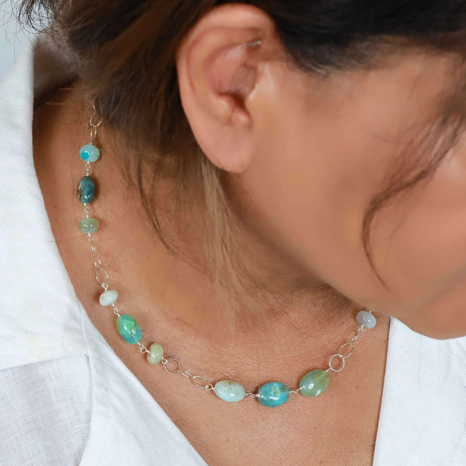 Martinique - Peruvian Opal Sterling Silver Necklace