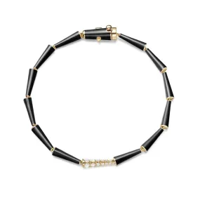 MELISSA KAYE 7-INCH 18K YELLOW GOLD BLACK ENAMEL AND DIAMOND LOLA BRACELET 0.34CTW