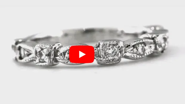 Milgrain Diamond Wedding Band 0.27 ct tw Round-cut 14K White Gold BAN006