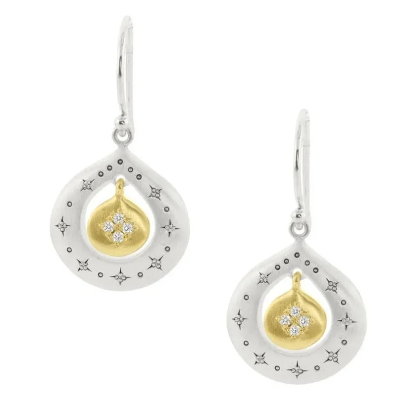 Mixed Silver & Gold Shooting Star Diamond Earrings
