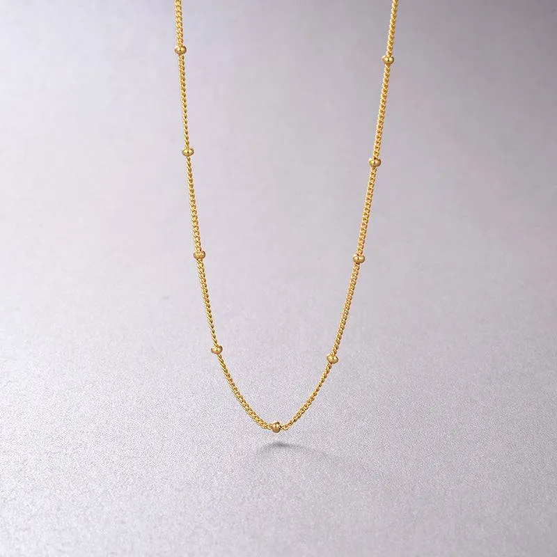 Modern Beaded Choker Gold Vermeil Necklace