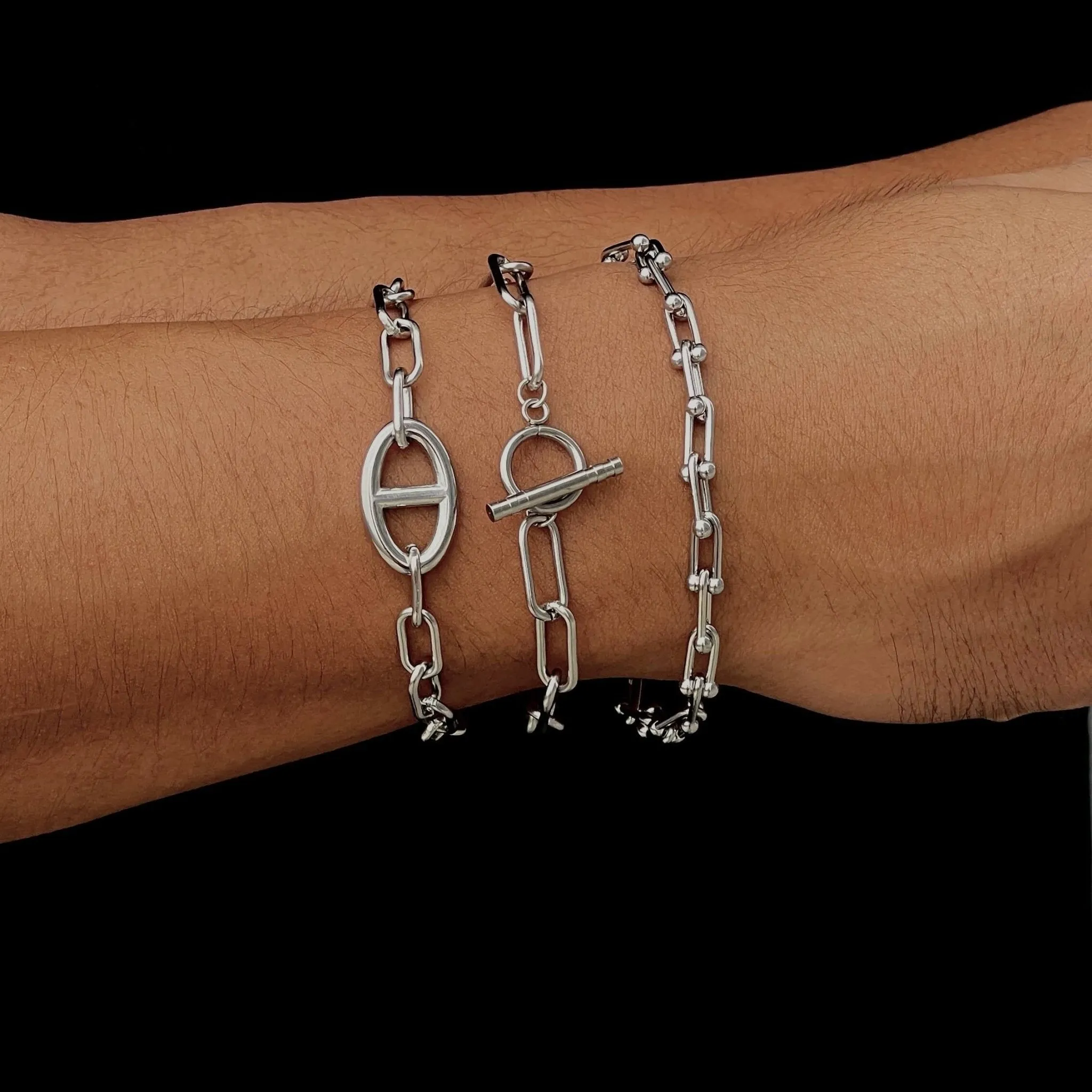 Modern Chunky Chain Bracelet Silver
