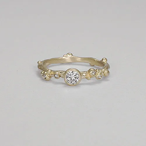 NEW! Encrusted Branch Solitaire 14k Gold Ring by Branch