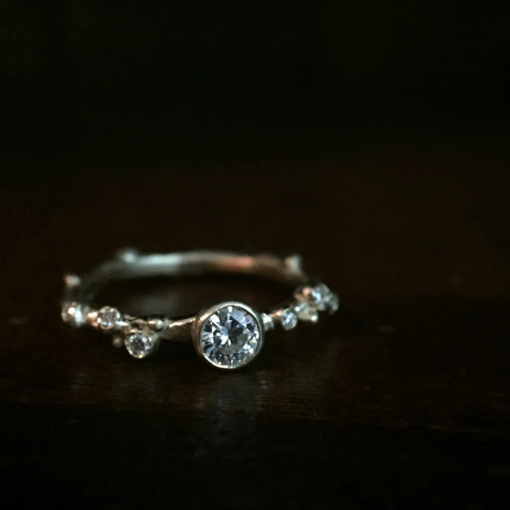 NEW! Encrusted Branch Solitaire 14k Gold Ring by Branch