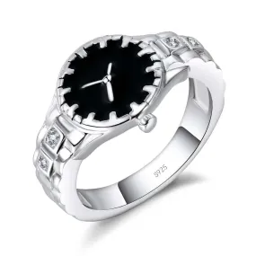 Novelty Watch Ring - 925 Sterling Silver