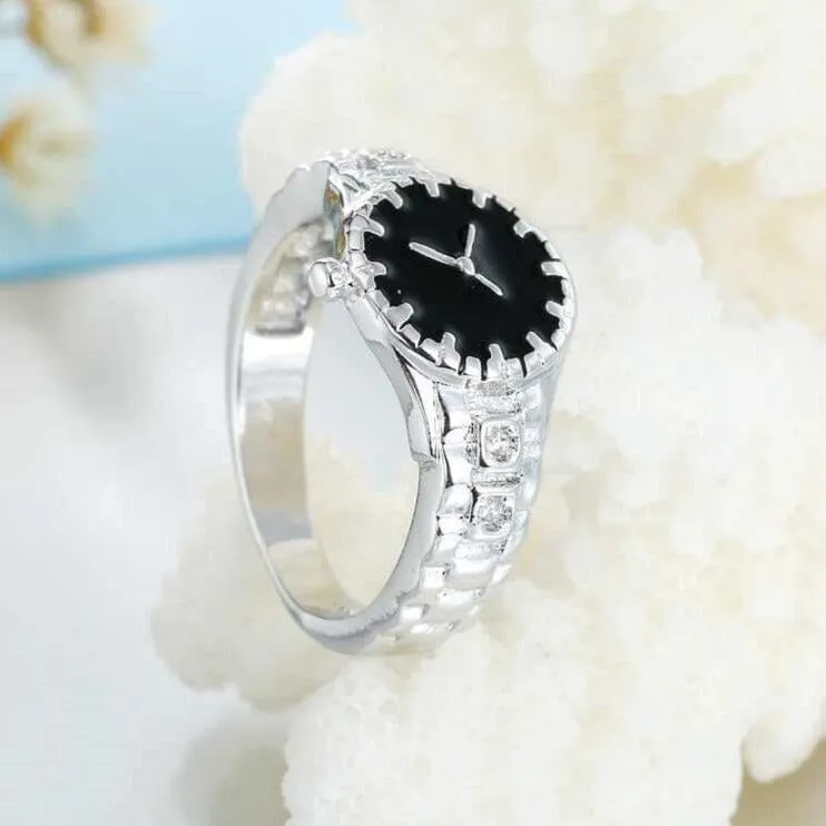 Novelty Watch Ring - 925 Sterling Silver