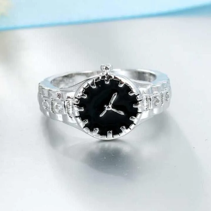 Novelty Watch Ring - 925 Sterling Silver