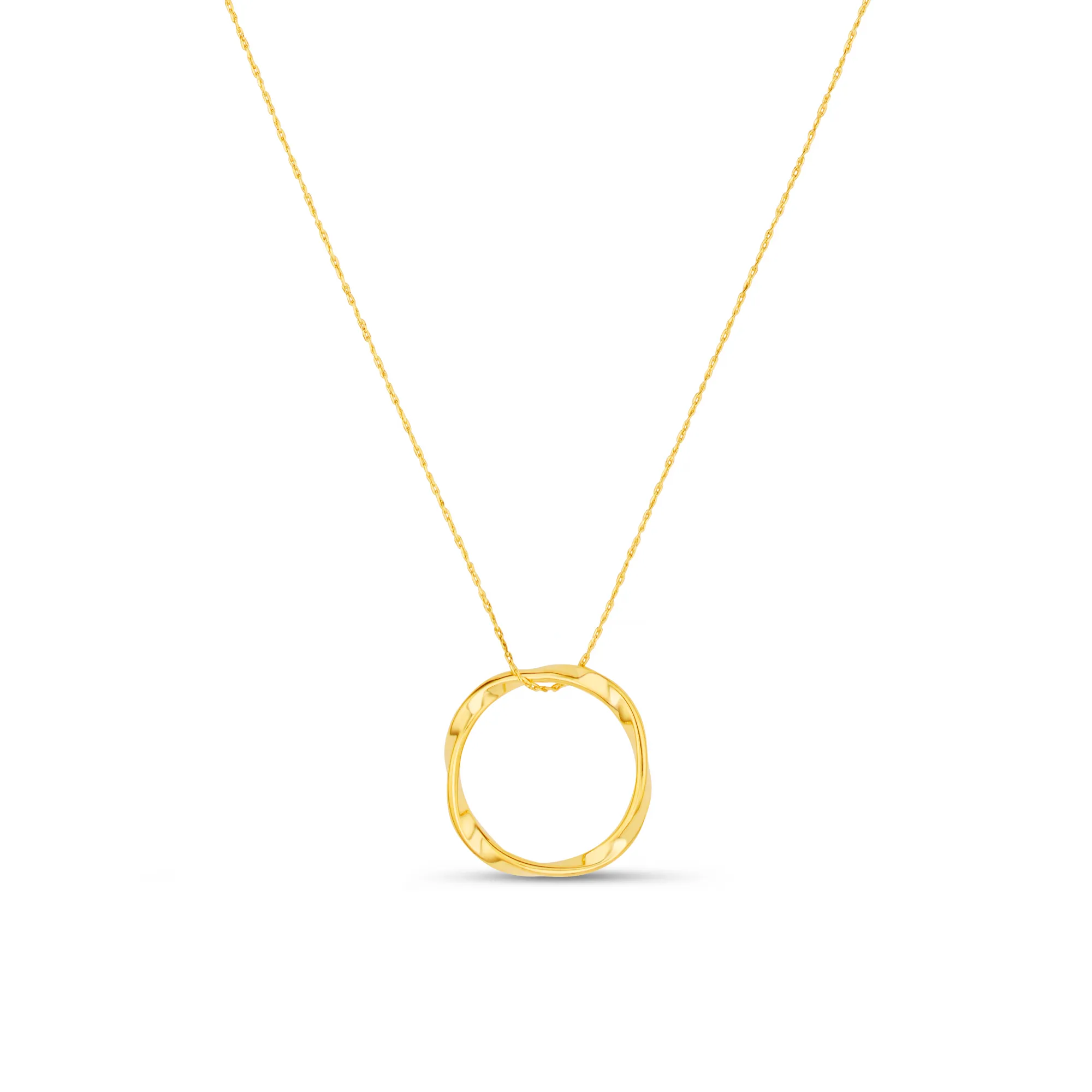 Open Circle Mid Length Necklace - Gold